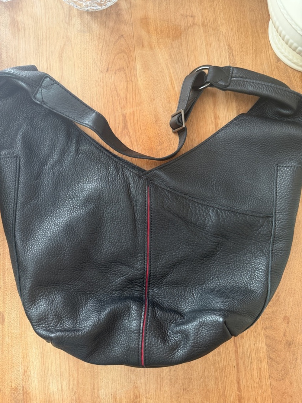 Hammitt Black Leather Bag with Red Trim